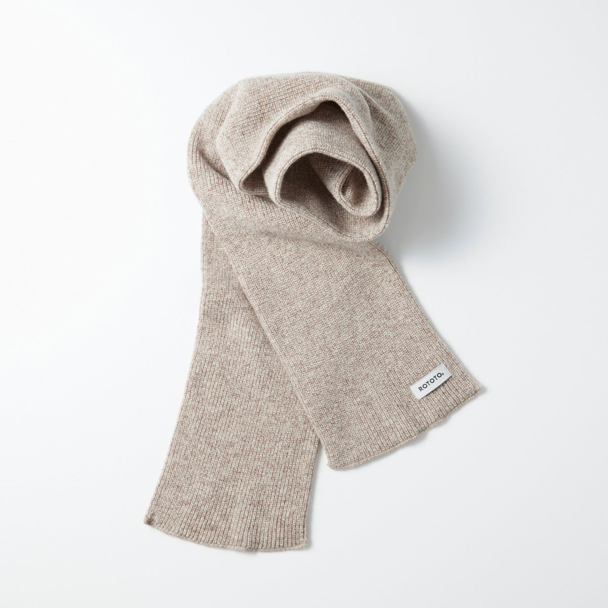 Merino Lambswool Knitted Scarf - Brown Marl