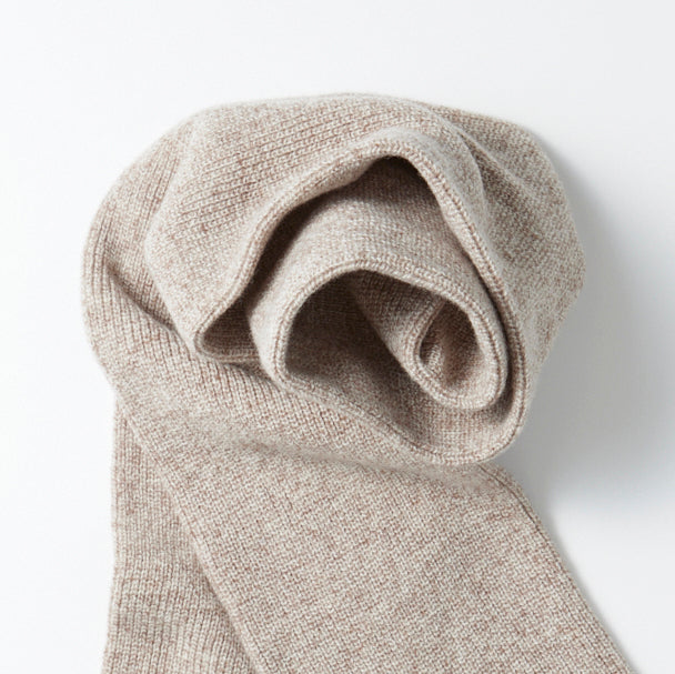 Merino Lambswool Knitted Scarf - Brown Marl