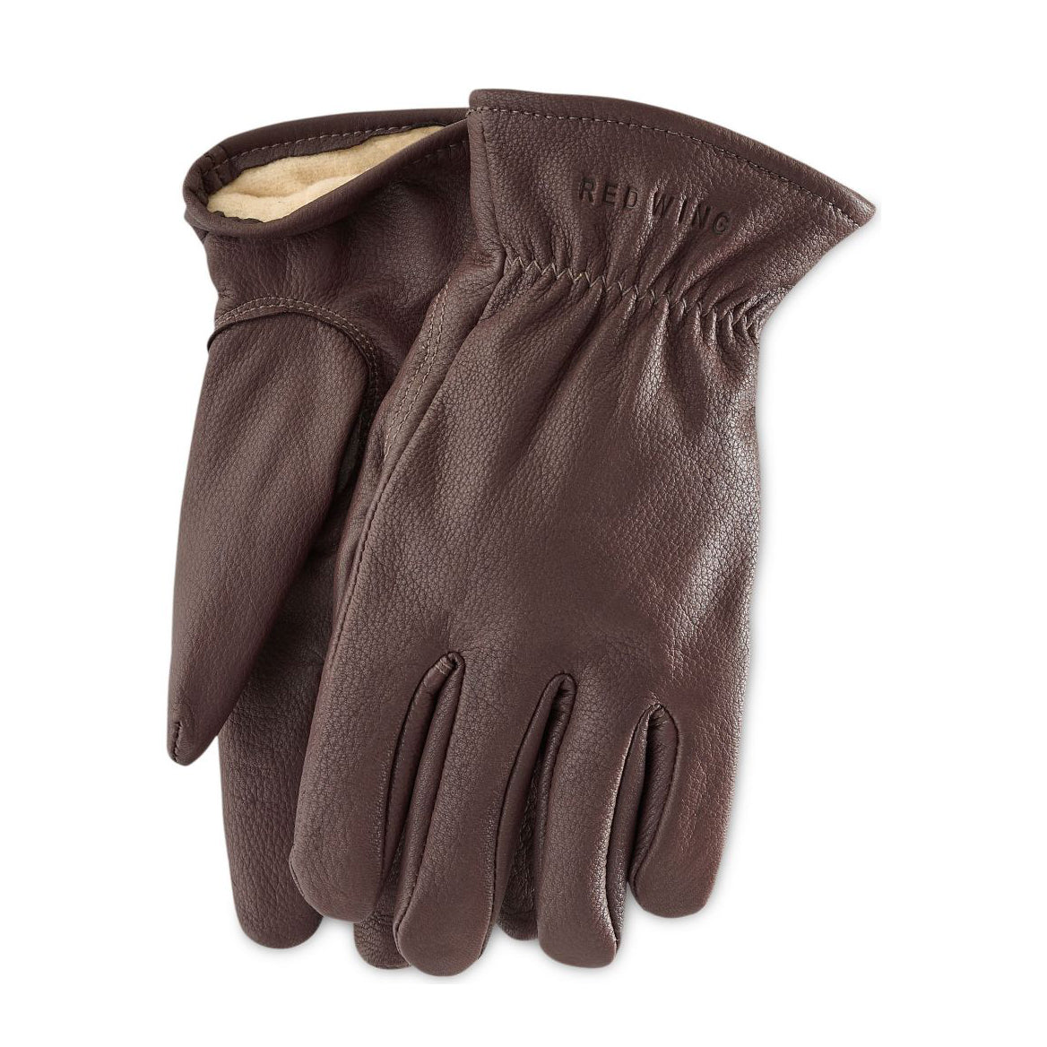 Lined Gloves - Brown Buckskin Leather