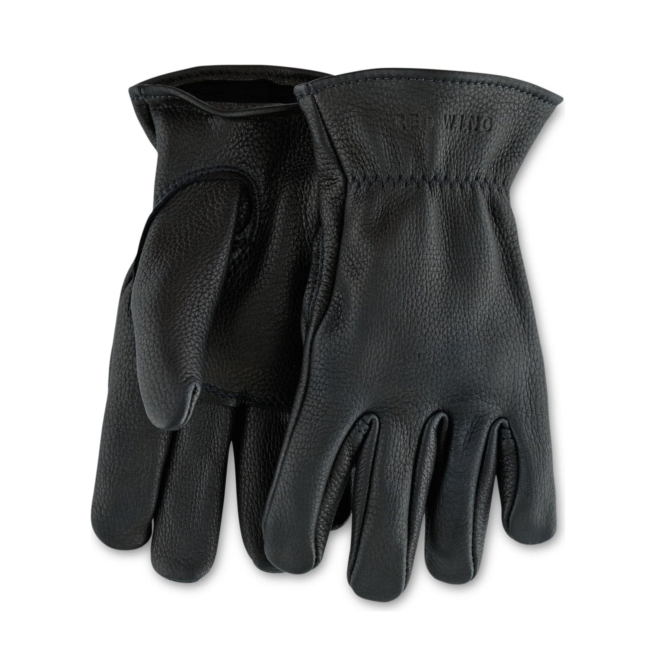 Lined Gloves - Black Buckskin Leather