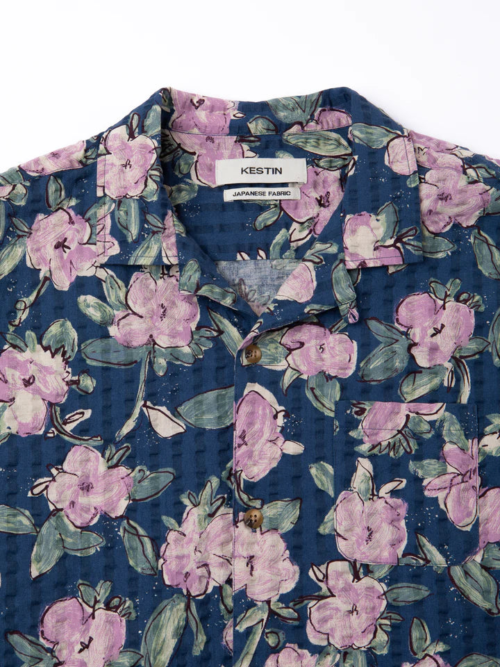 Crammond Shirt - Blue/Lilac Floral Seersucker