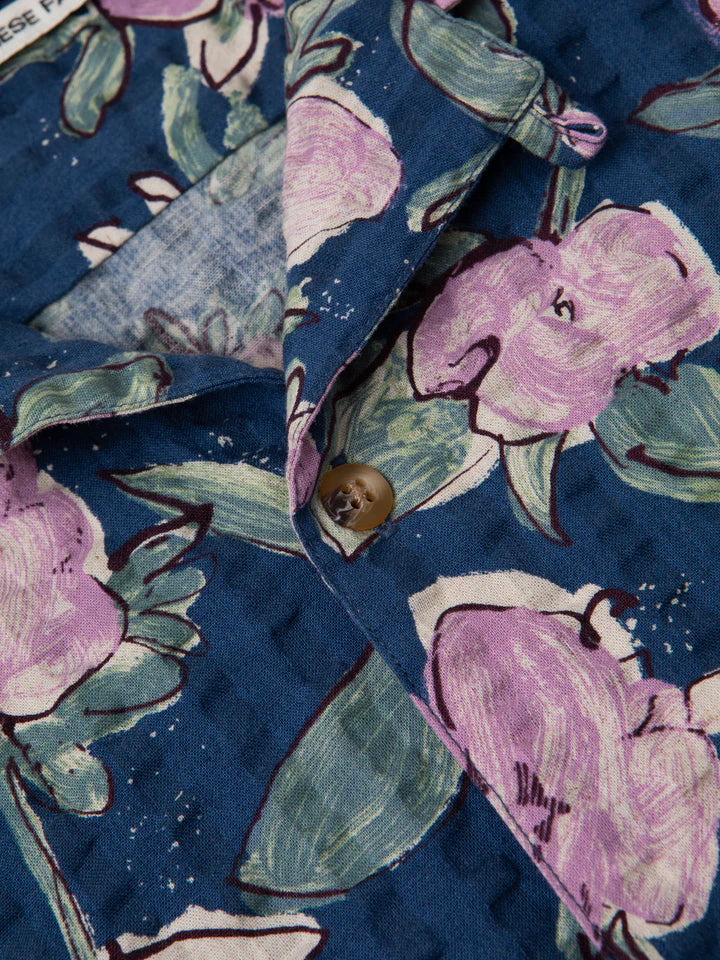 Crammond Shirt - Blue/Lilac Floral Seersucker