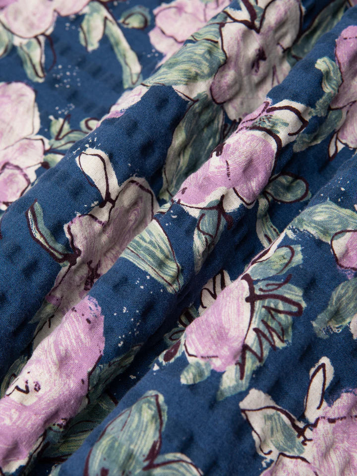 Crammond Shirt - Blue/Lilac Floral Seersucker