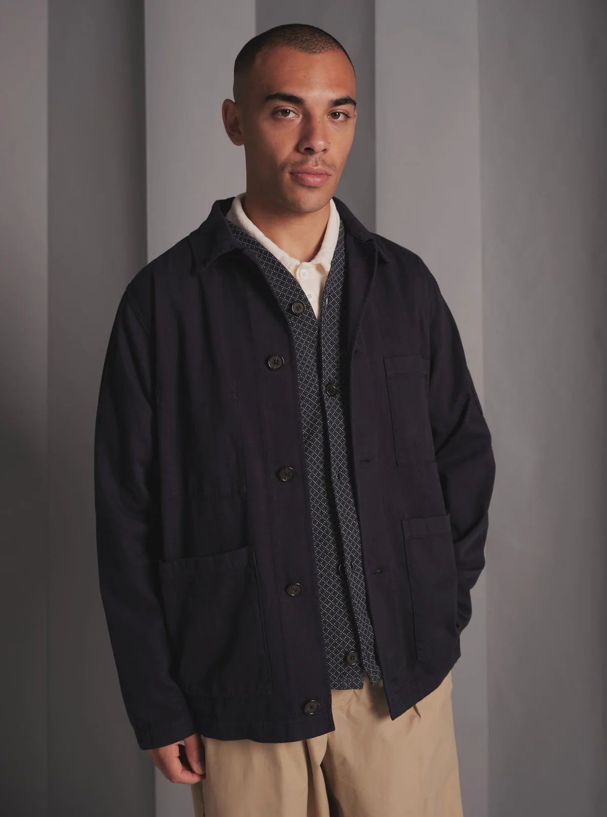 Coverall Jacket - Dark Navy Herringbone