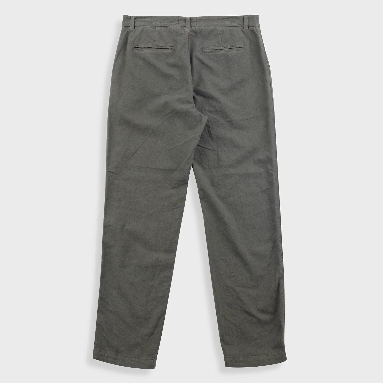 Fixed Waistband Cotton Linen Trouser - Dark Sage