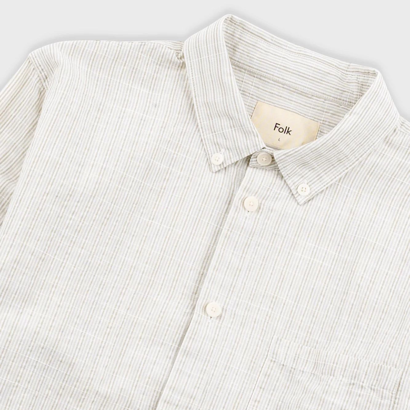 Relaxed Fit Shirt - Sage Microstripe Slub