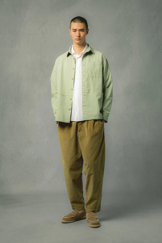 Rosyth Overshirt - Light Olive Seersucker