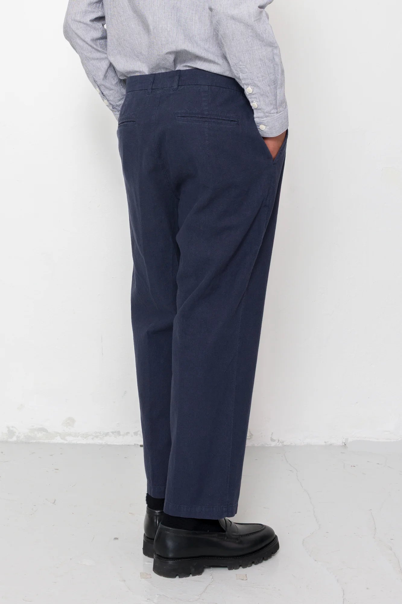 Lunar Suit Trouser - Dark Navy Cotton Linen