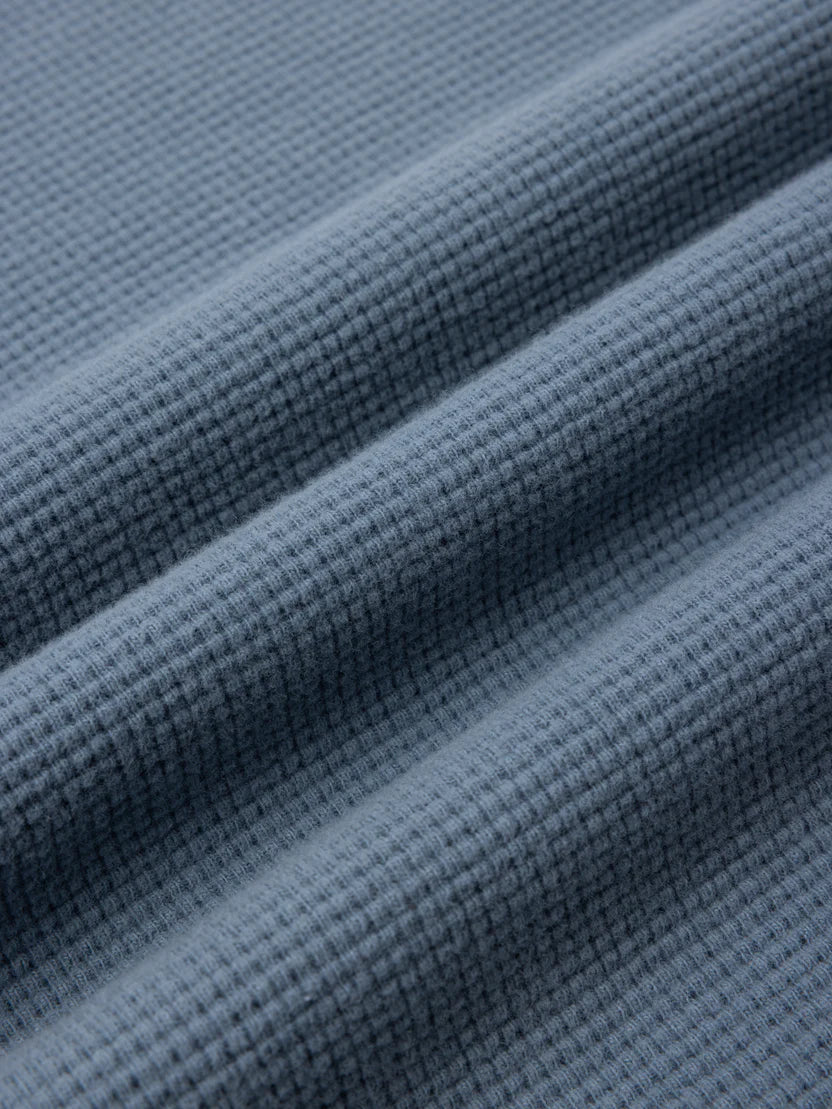 Dunvegan Cardigan - Dusty Blue Brushed Waffle