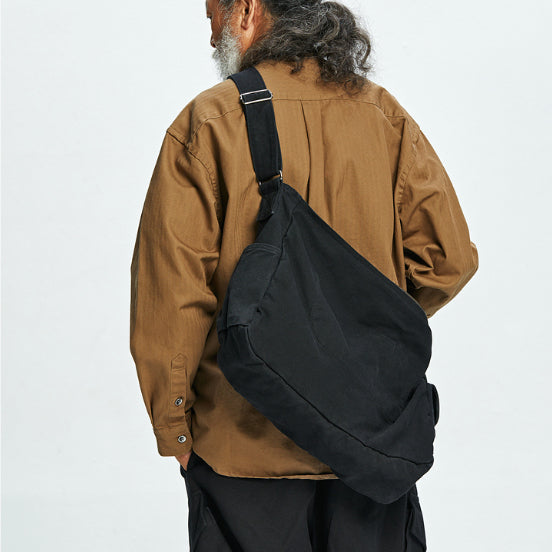 Heavy Canvas Shoulder Bag - Black
