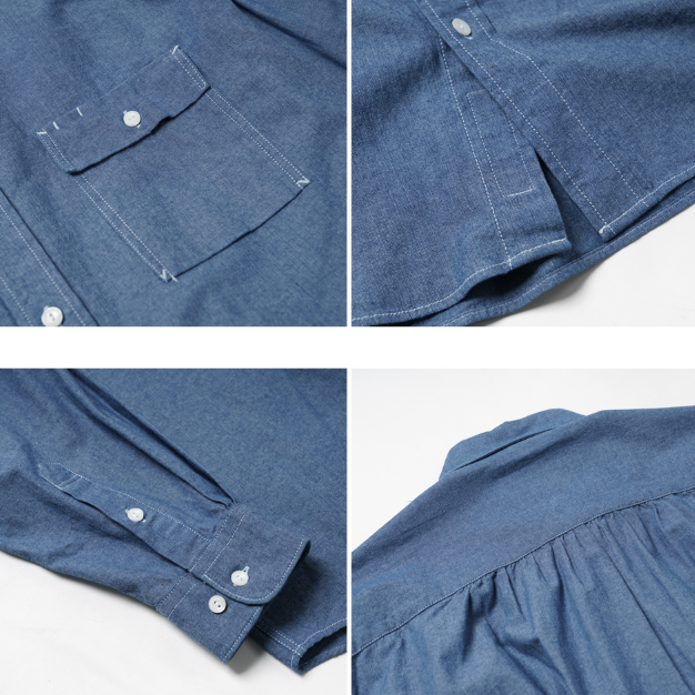 Cigarette Pocket Chambray Shirt - Blue