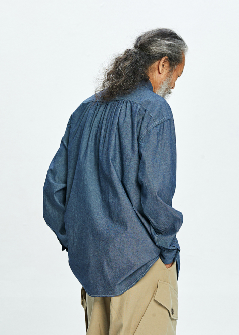 Cigarette Pocket Chambray Shirt - Blue