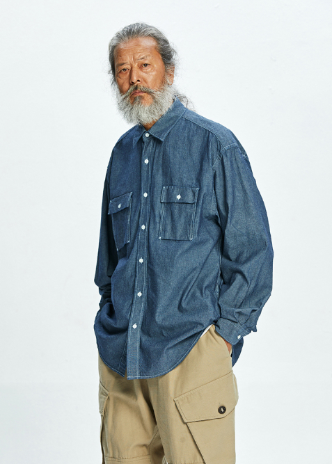 Cigarette Pocket Chambray Shirt - Blue