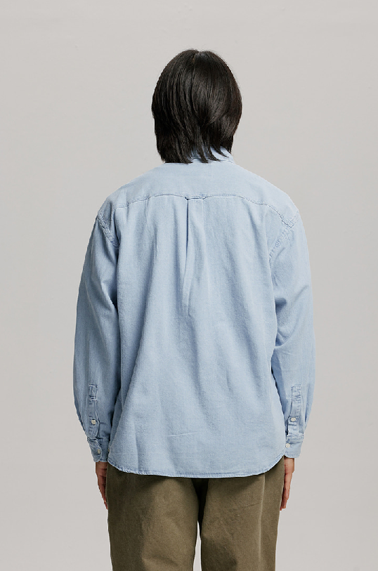 Bleach Denim Utility Shirt - Light Blue