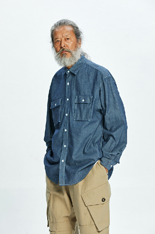 Cigarette Pocket Chambray Shirt - Indigo