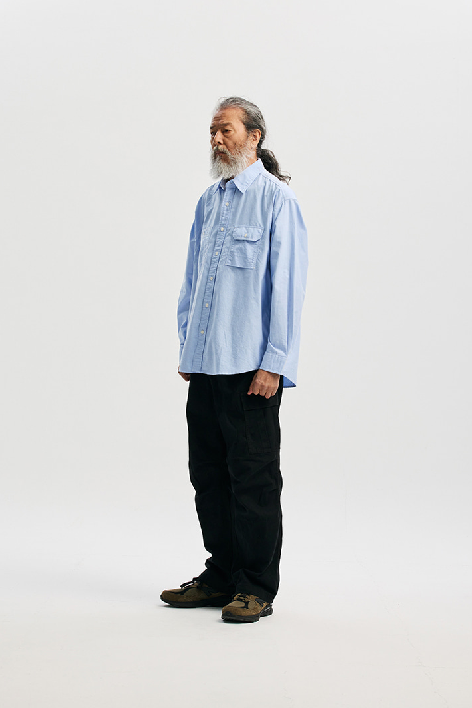 1920s Chambray Work Shirt - Blue