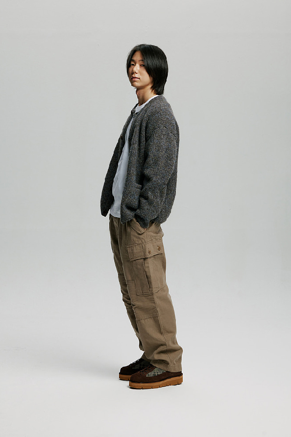 Brushed Wool Round Cardigan - Brown