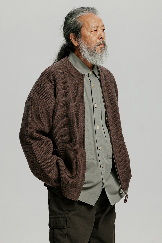 Wool Deck Zipup Cardigan - Choco Brown