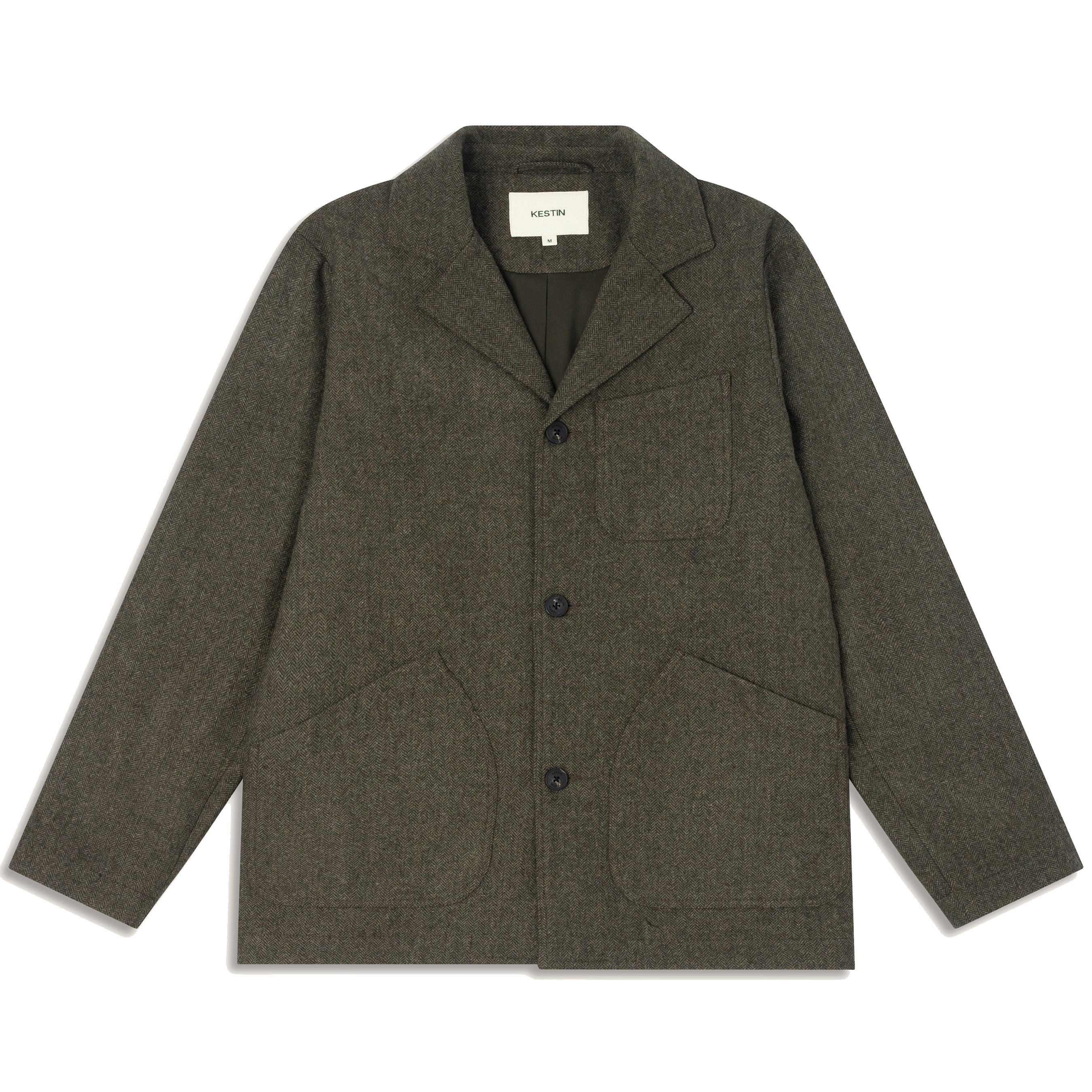 Stac Blazer - Olive Herringbone Wool Blend
