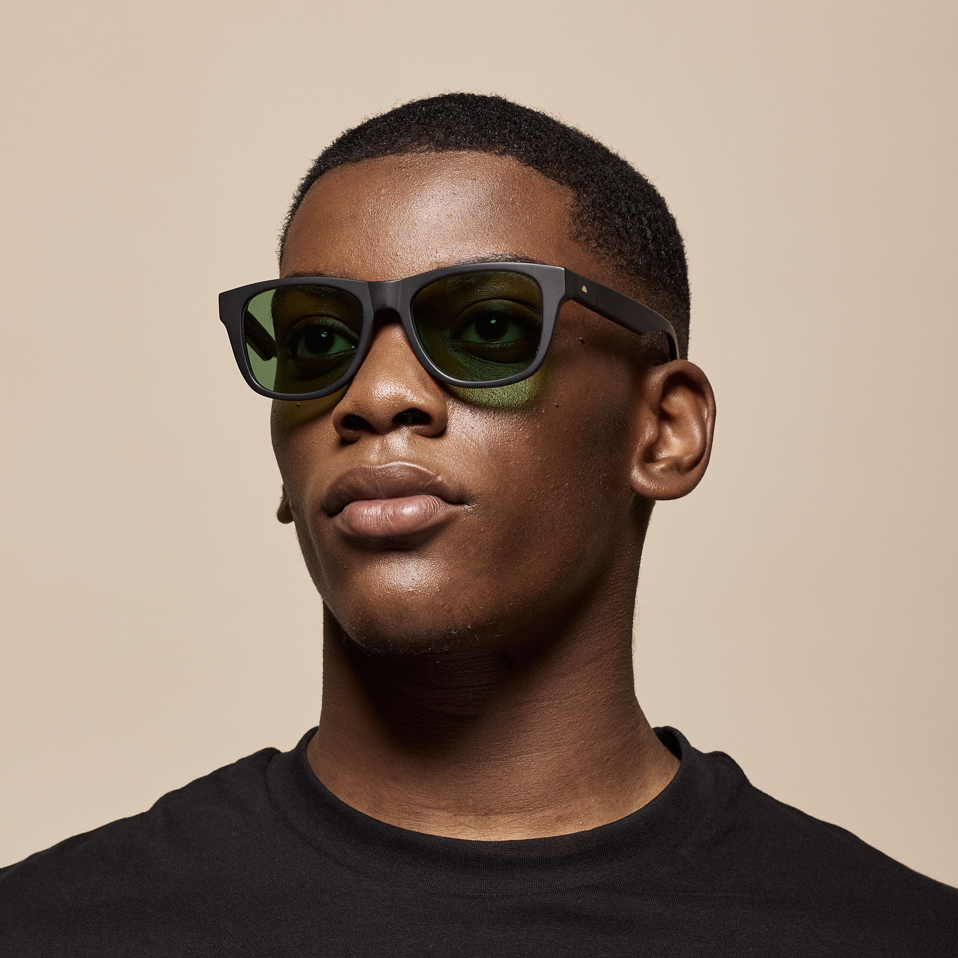 Classic Matte Black Sunglasses & Evergreen Lens