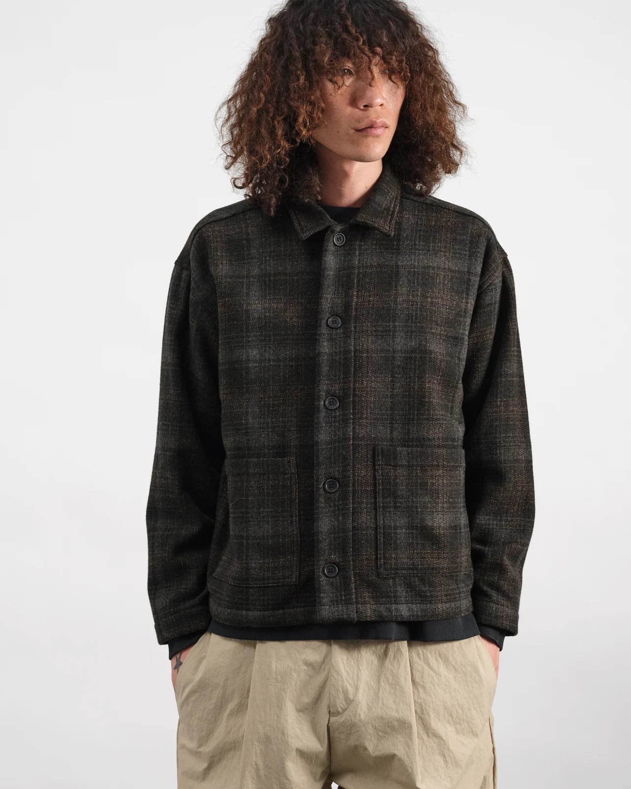 PJ Overshirt - Brown Multi Wool