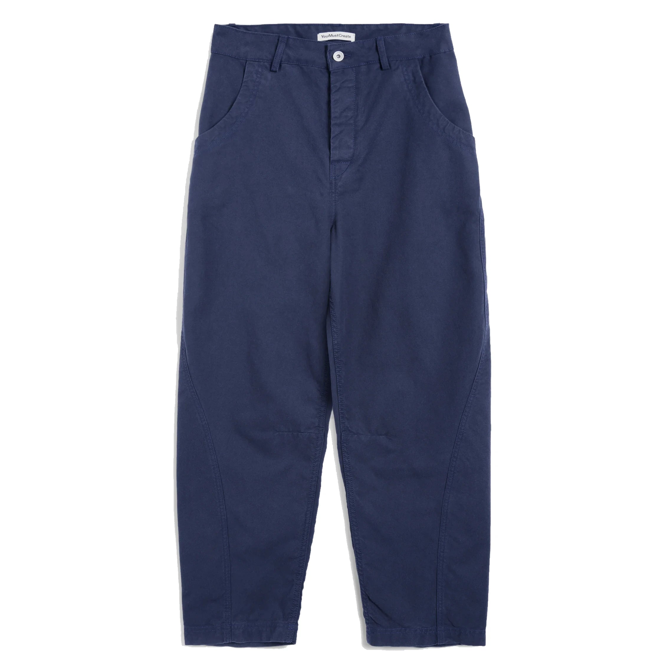 Twisted Seam Trouser - Navy Tencel Micro Canvas