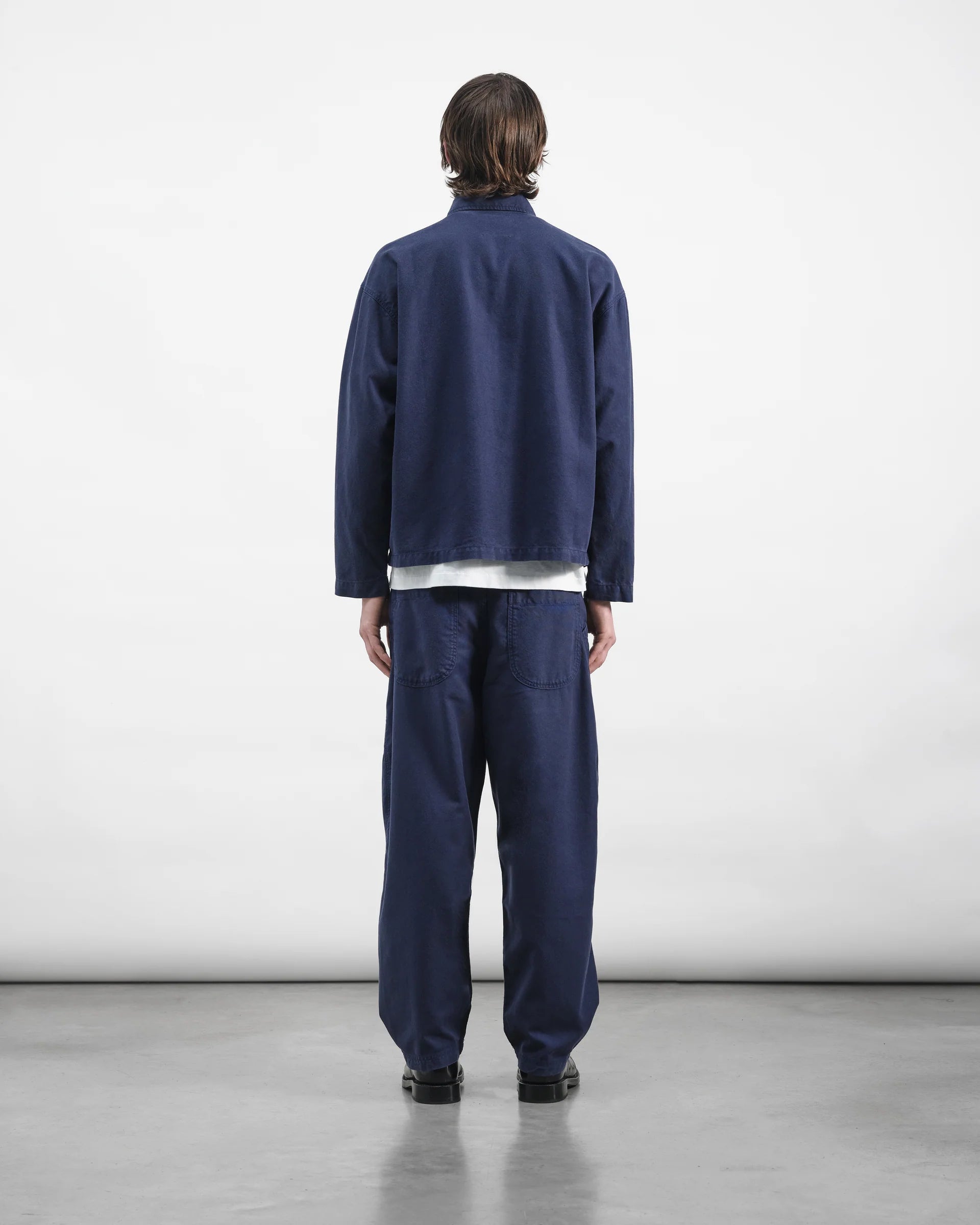 Twisted Seam Trouser - Navy Tencel Micro Canvas