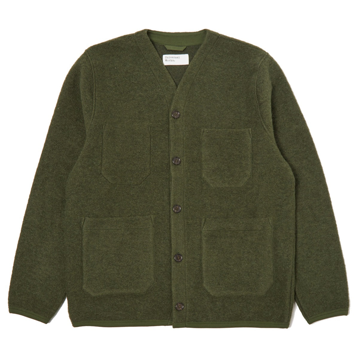 Cardigan - Olive Wool Fleece