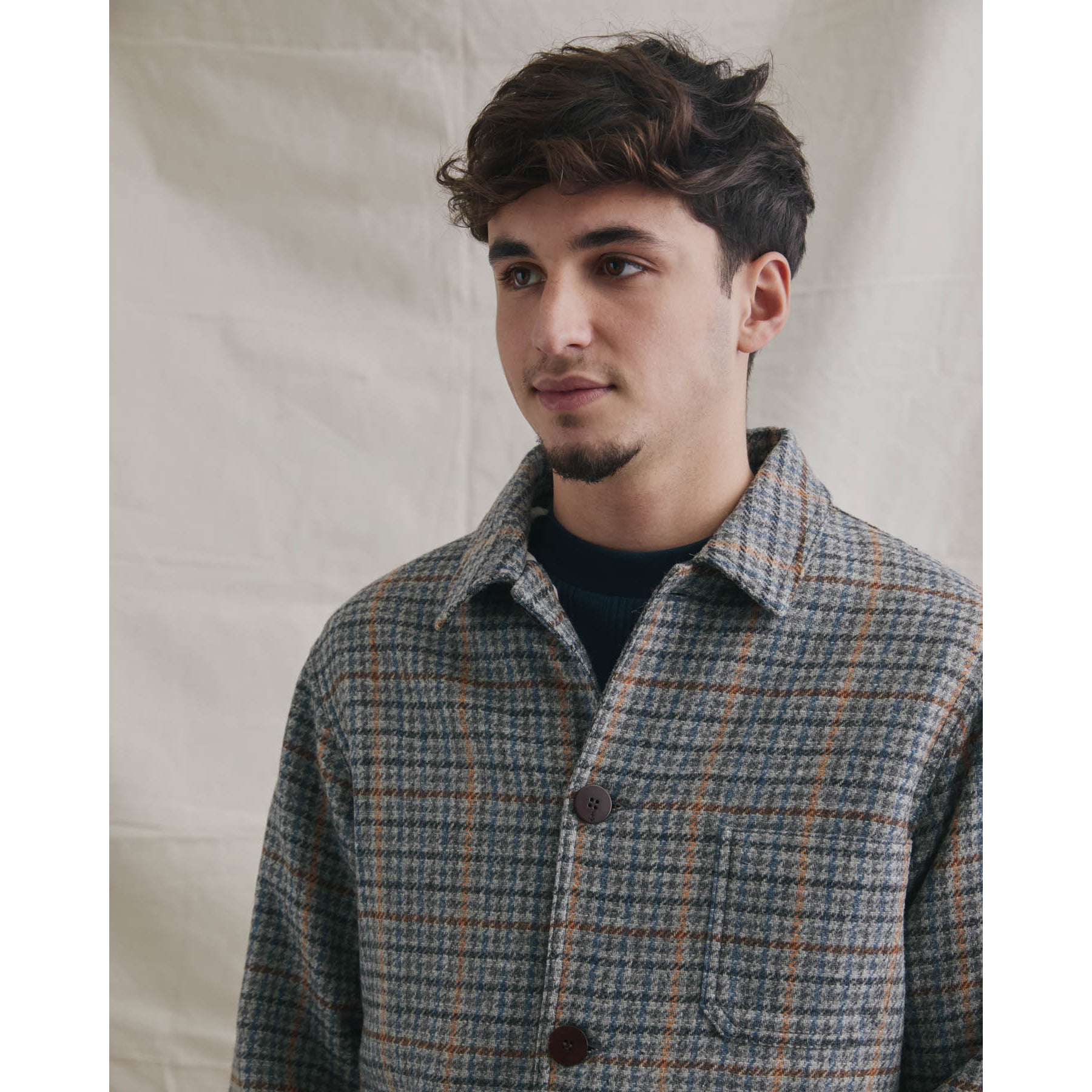 Baptista Wool Worker Jacket - Grey Checks