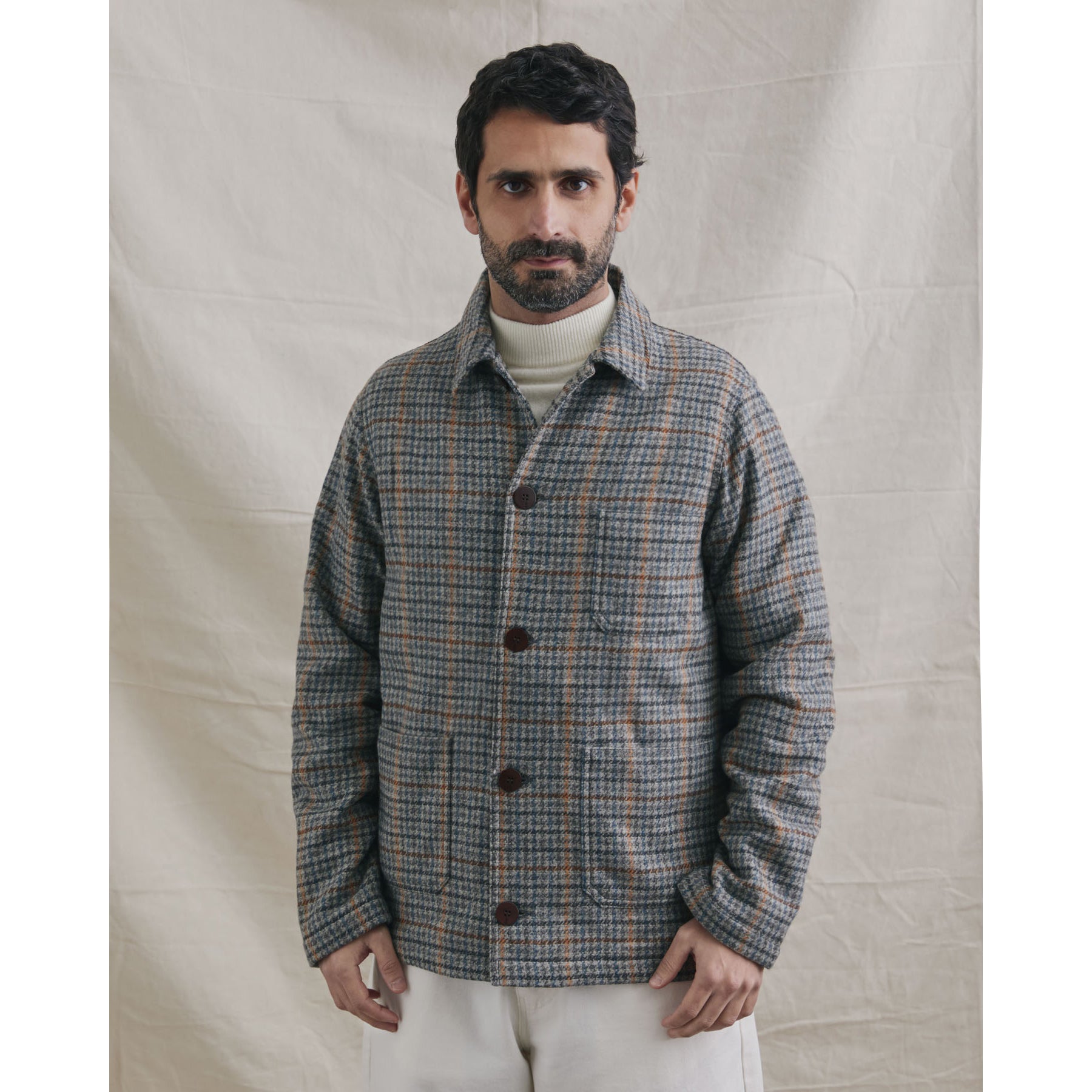 Baptista Wool Worker Jacket - Grey Checks