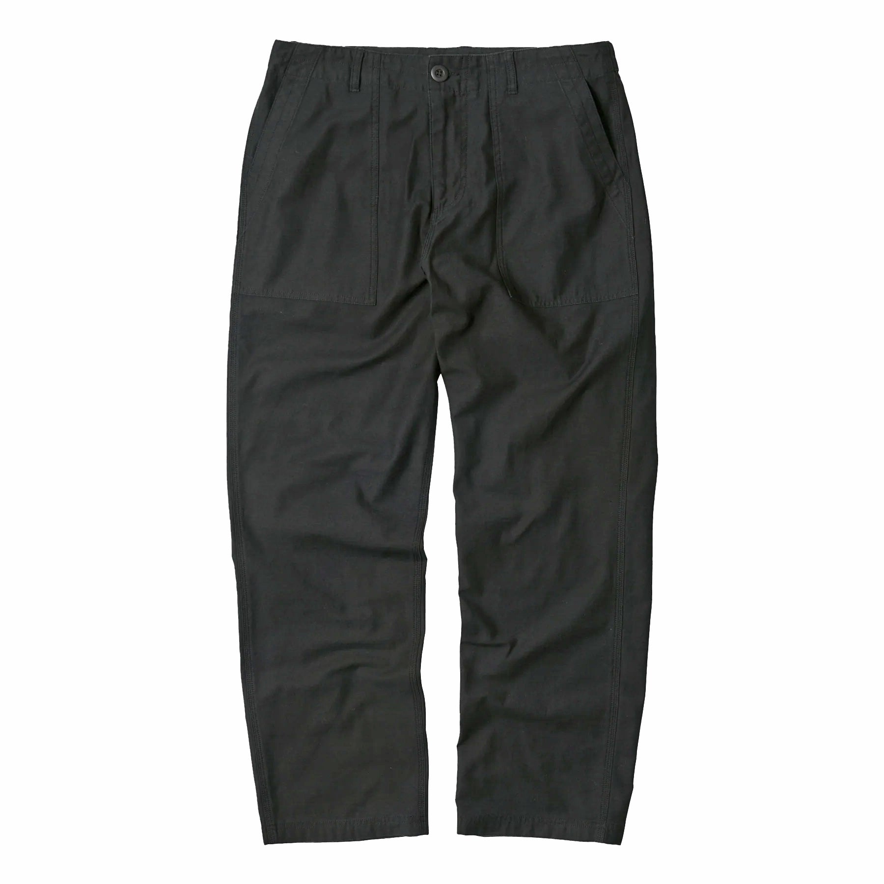 Back Satin Fatigue Pants - Black