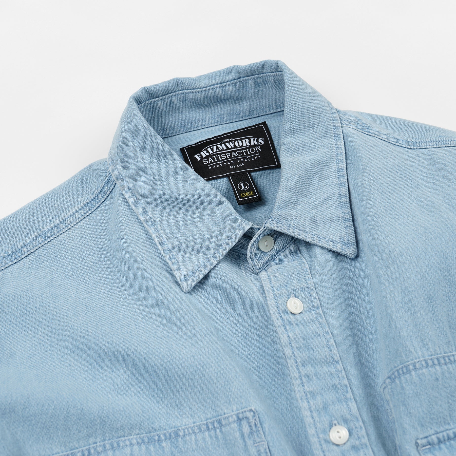 Bleach Denim Utility Shirt - Light Blue