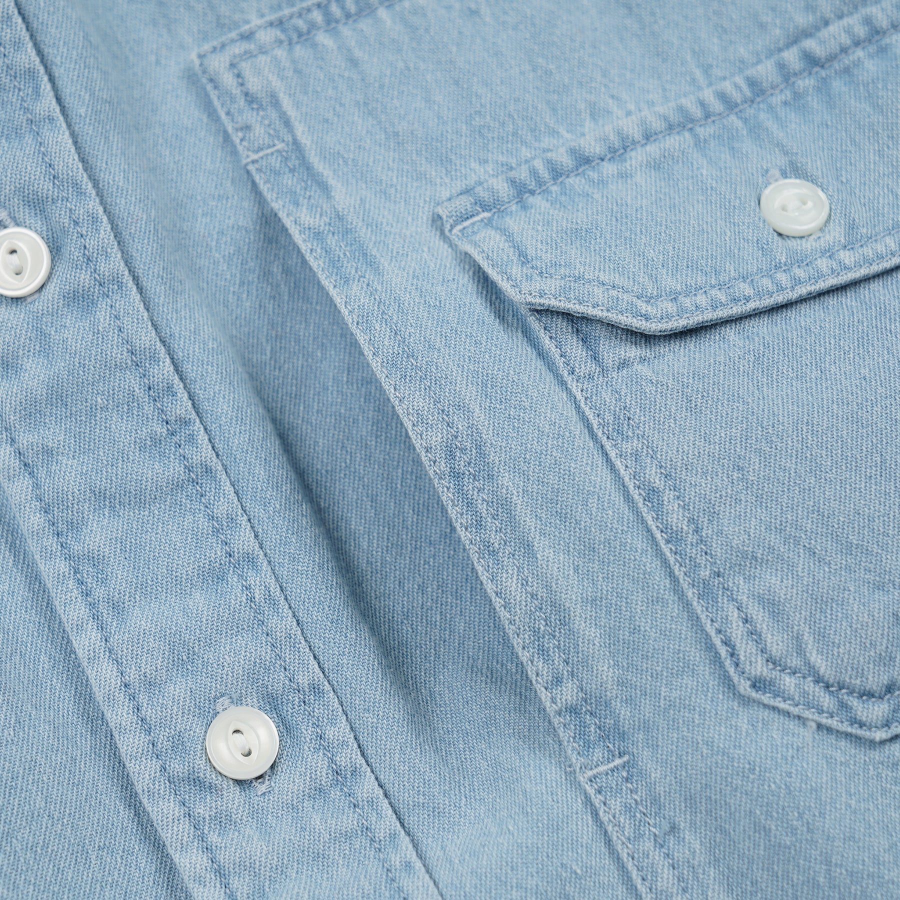 Bleach Denim Utility Shirt - Light Blue