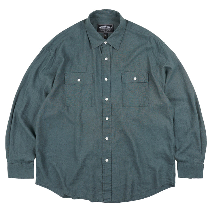 Cigarette Pocket Linen Rayon Shirt - Teal