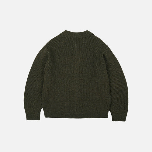 Ultra Heavyweight Collar Cardigan - Forest Green