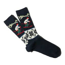 Wool Ski JQ Crew Sock - Navy