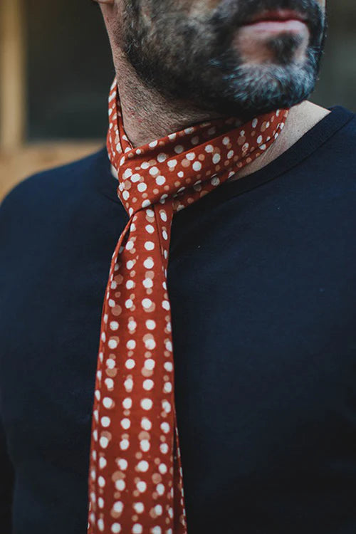 Dot Japanese Style Scarf - Rust