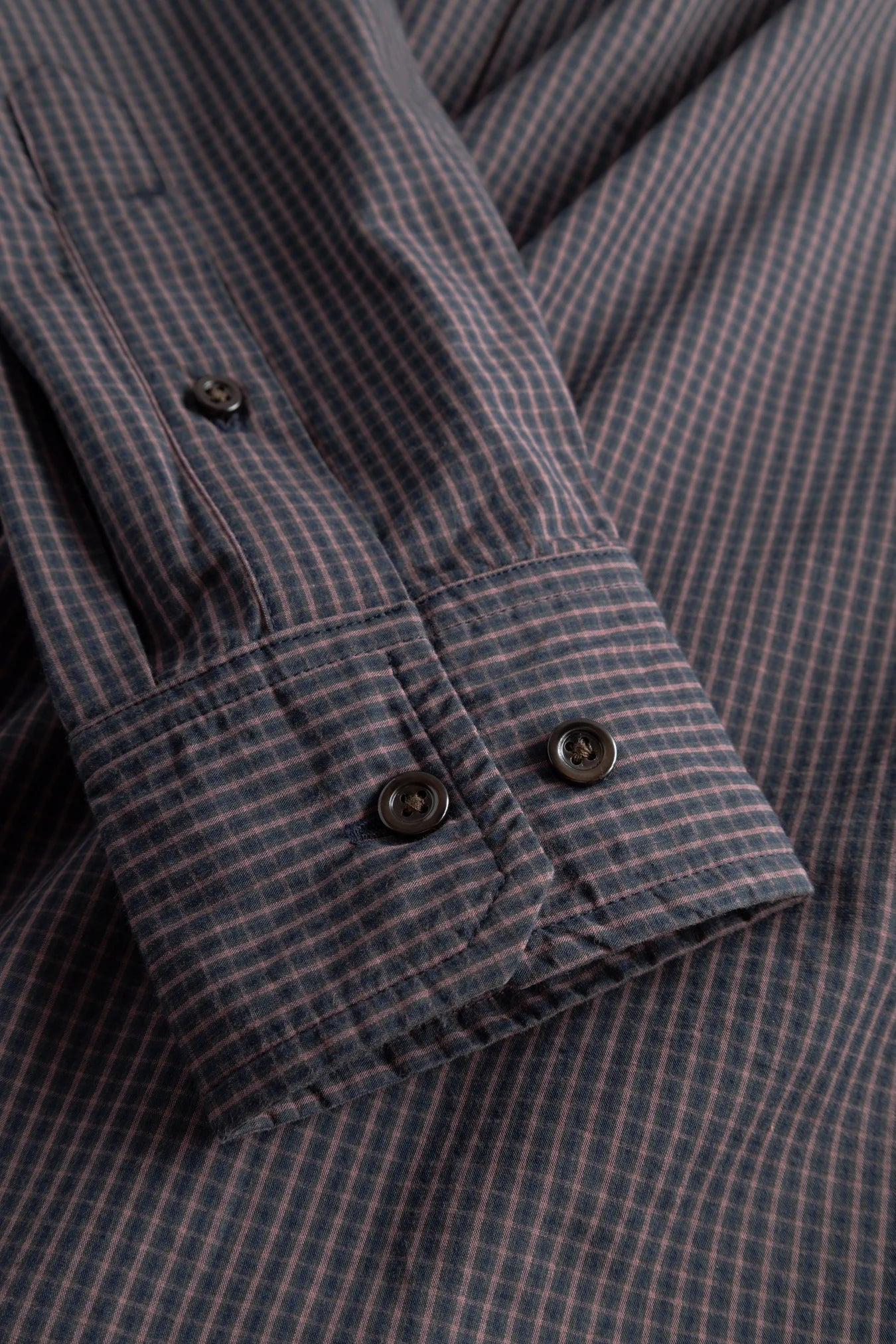 Kongshoved Poplin Mini Check Shirt - Dark Navy Check