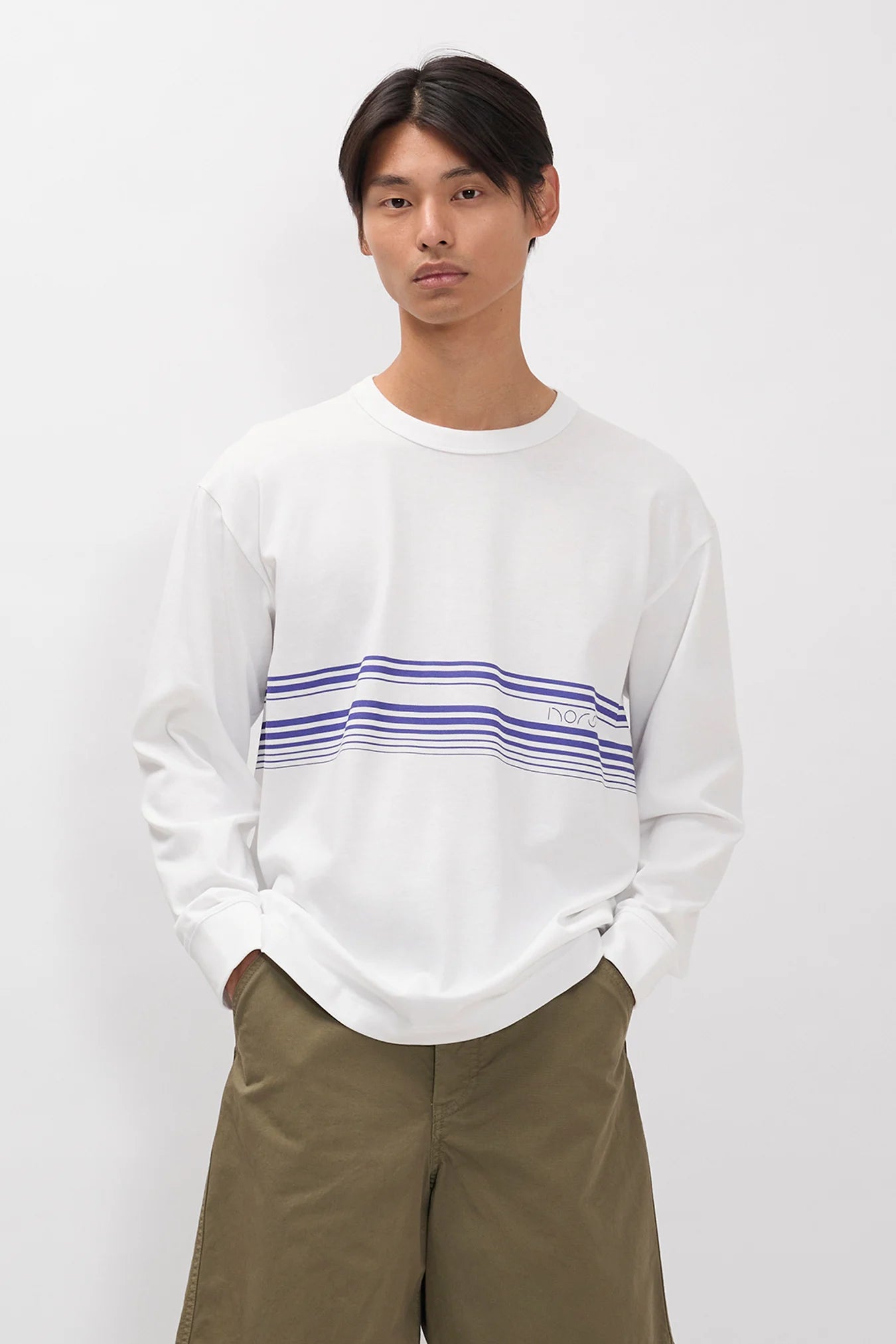 Loften Nautical Stripe Print Heavy LS T-Shirt - White