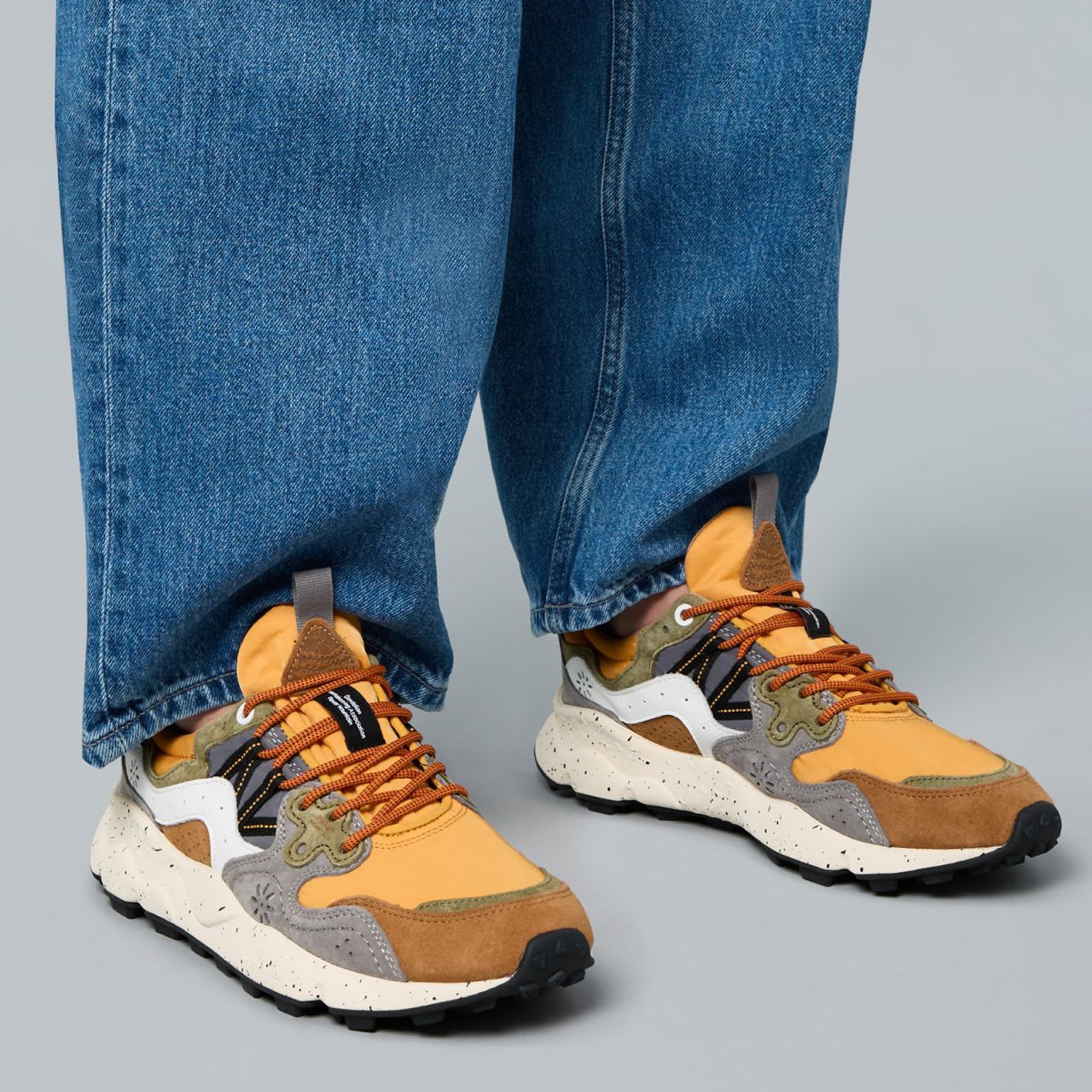 Yamano 3 Man Trainers - Orange/Grey/Brown