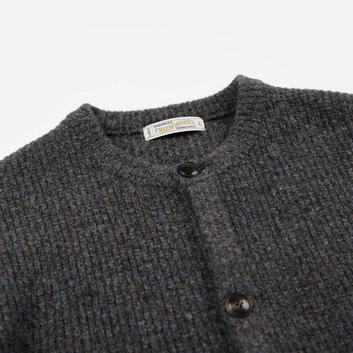 Brushed Wool Round Cardigan - Brown