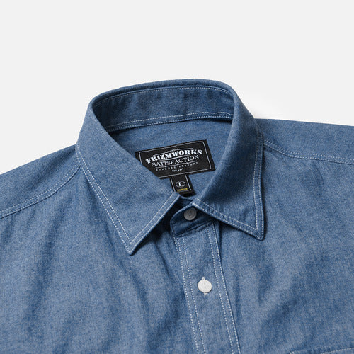 1920s Chambray Work Shirt - Blue
