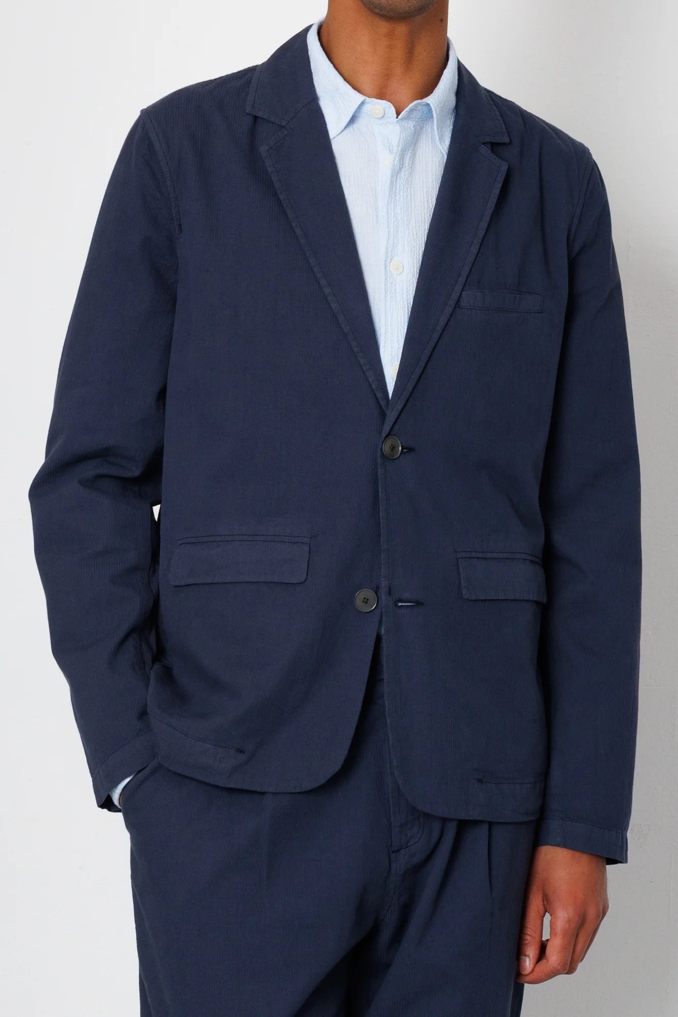Assembly Blazer - Soft Navy Mini Stripe