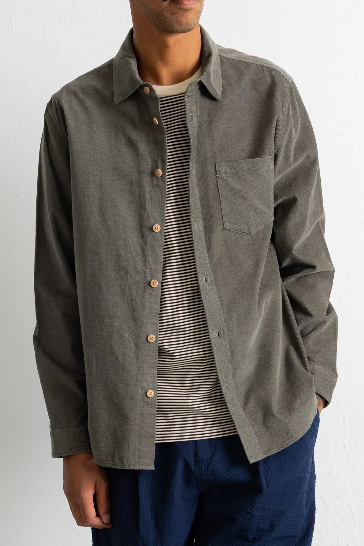 Direction Babycord Shirt - Dark Sage