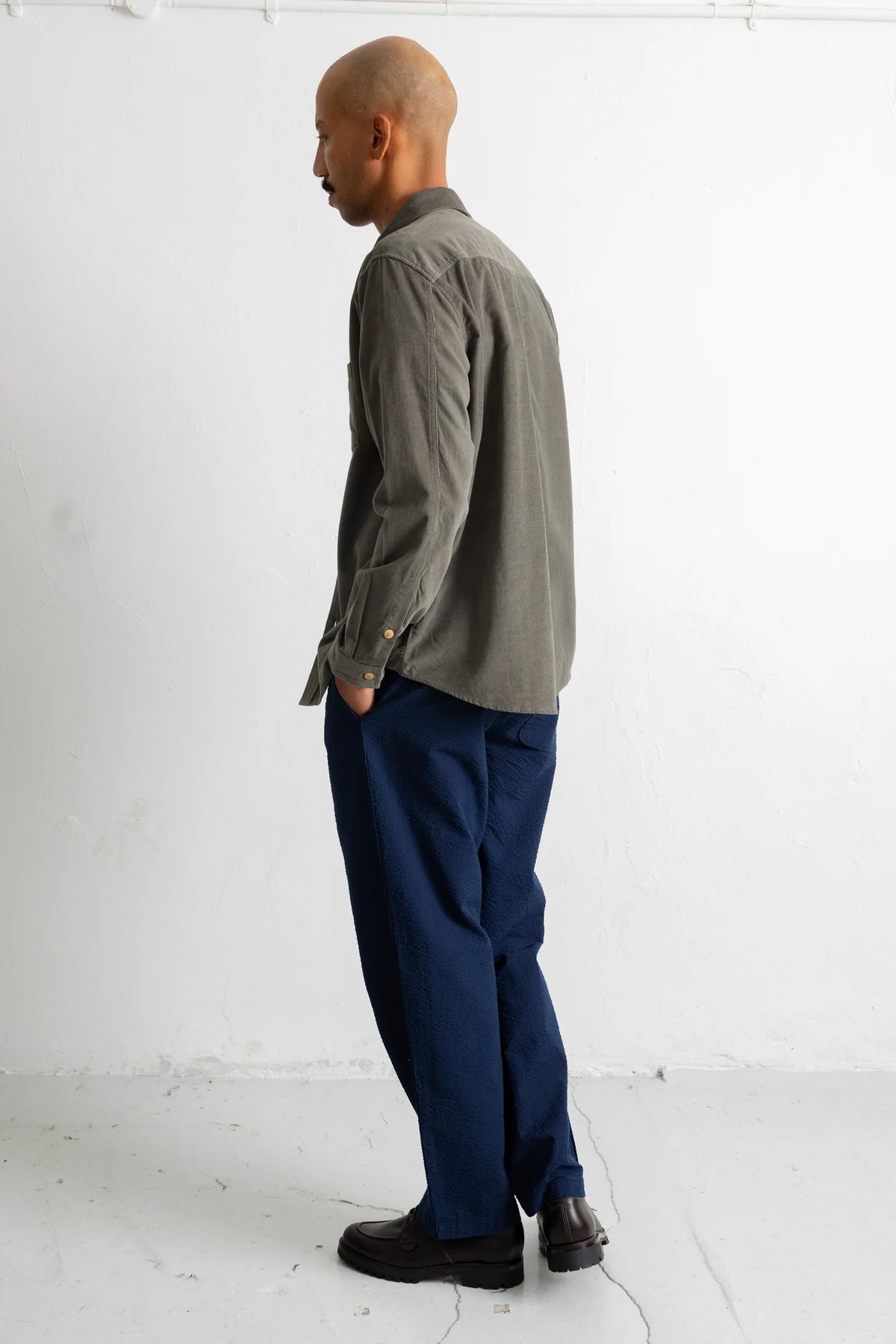 Direction Babycord Shirt - Dark Sage