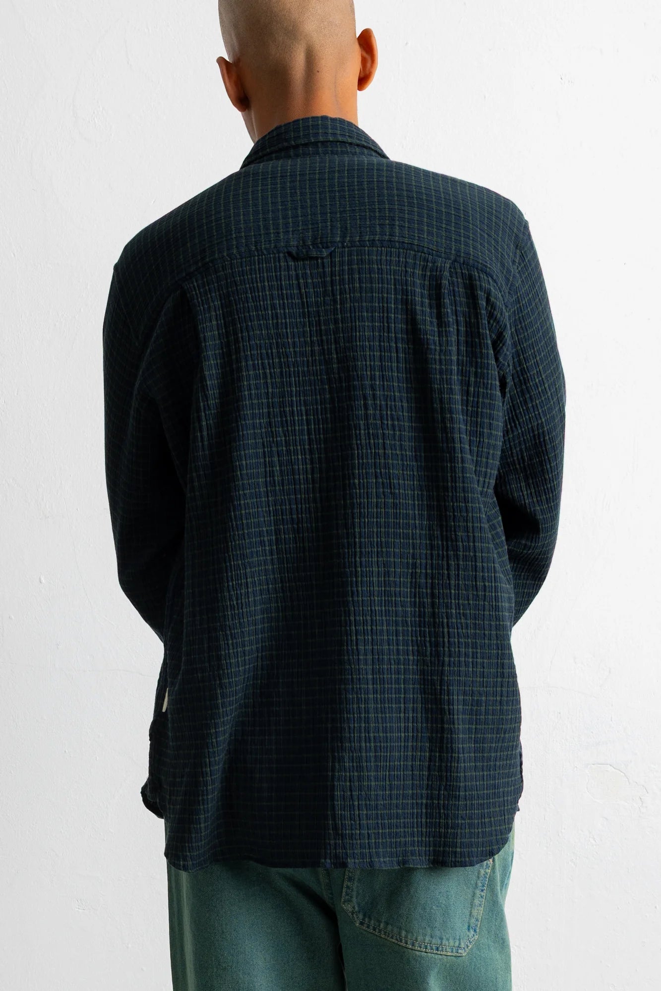 Easy Fit Shirt - Navy Crinkle Check