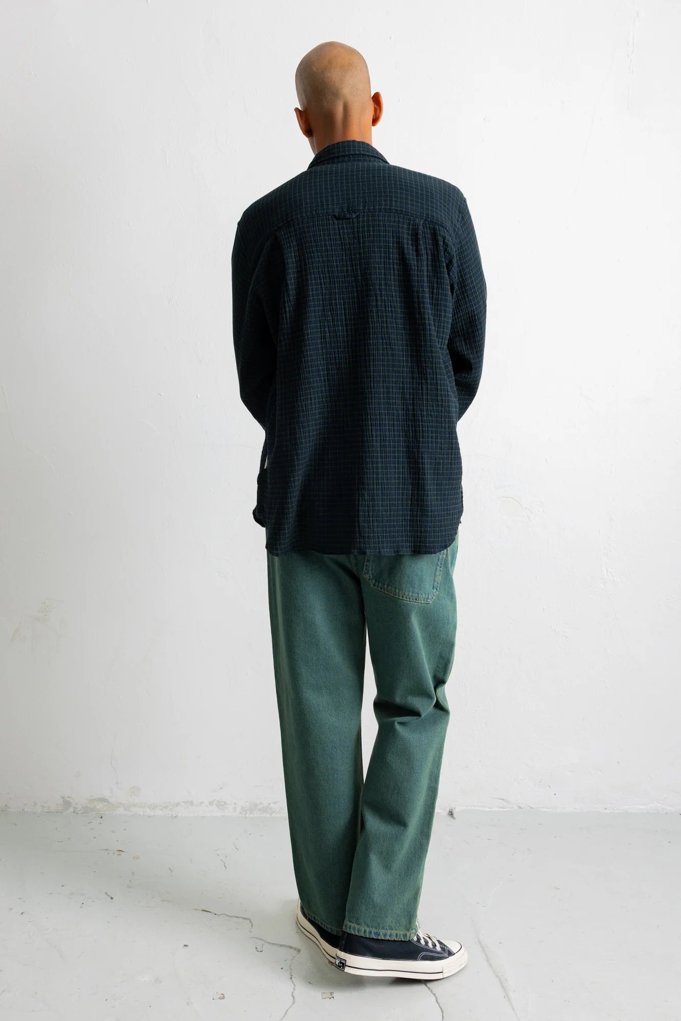 Easy Fit Shirt - Navy Crinkle Check