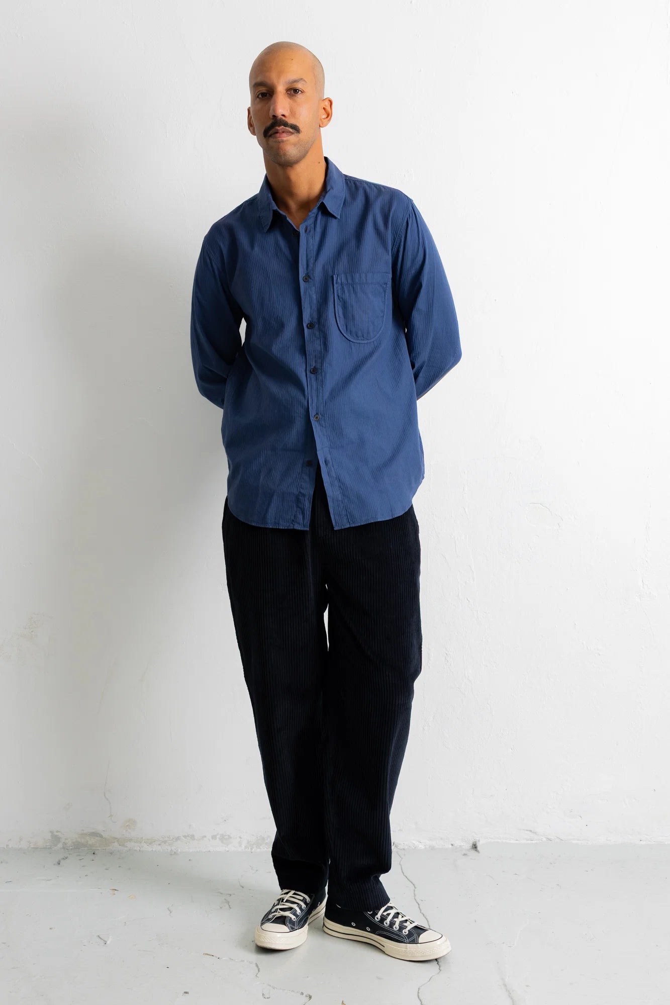 Herringbone Curve Shirt - Soft Navy