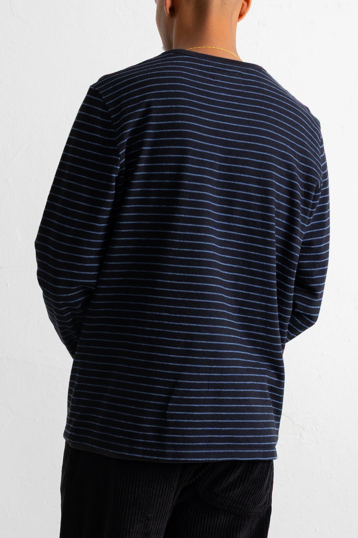 Textured Stripe T-Shirt - Black/Soft Blue