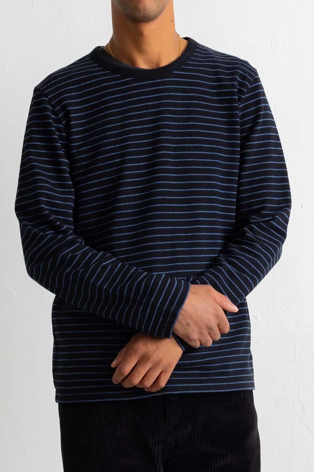 Textured Stripe T-Shirt - Black/Soft Blue